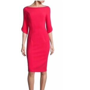Black Halo Nuelle Midi Sheath Dress 3/4 Petal Sleeve Size 10 Valentines 💝 $345